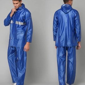 Pvc Rubber Rain Suit Blue