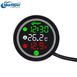 Motercyle 5 In 1 Waterproof Gadget Time Temperature Voltage Meter With Usb Charger