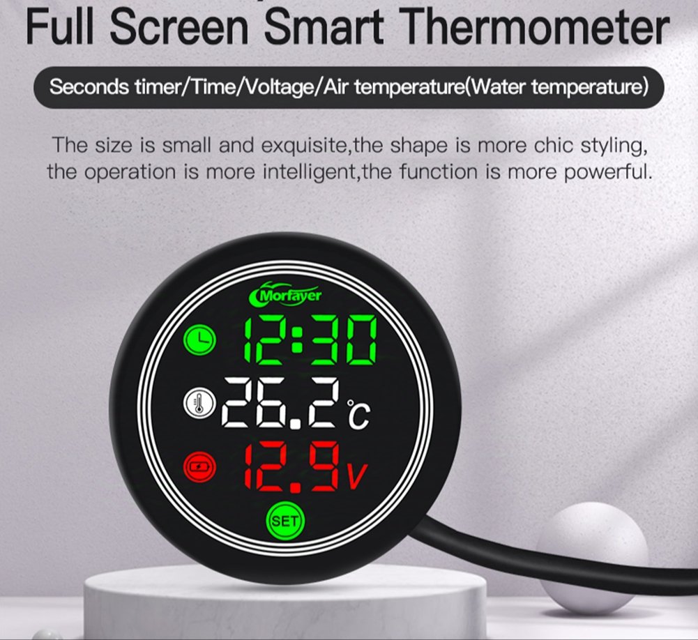 Motercyle 5 In 1 Waterproof Gadget Time Temperature Voltage Meter With Usb Charger - Image 2