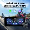 Motorcycle Navigation Gps & DVR Wireless Apple & Android Carplay, Android Auto, TPMS, Dual HD 1080P Cameras, GPS,  Siri & Google Voice, 7-Inch IPS Touch Screen, WiFi, Bluetooth, TF Card, Waterproof