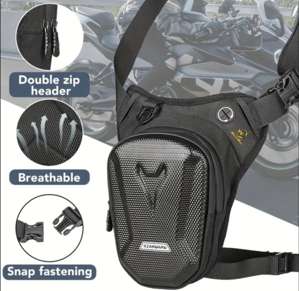 Carbon Hard Shell Fiber Drop Leg Side Bag Shoulder Bag Waist Bag Motorcycle Leg Bag #wm #Walimall - Image 2