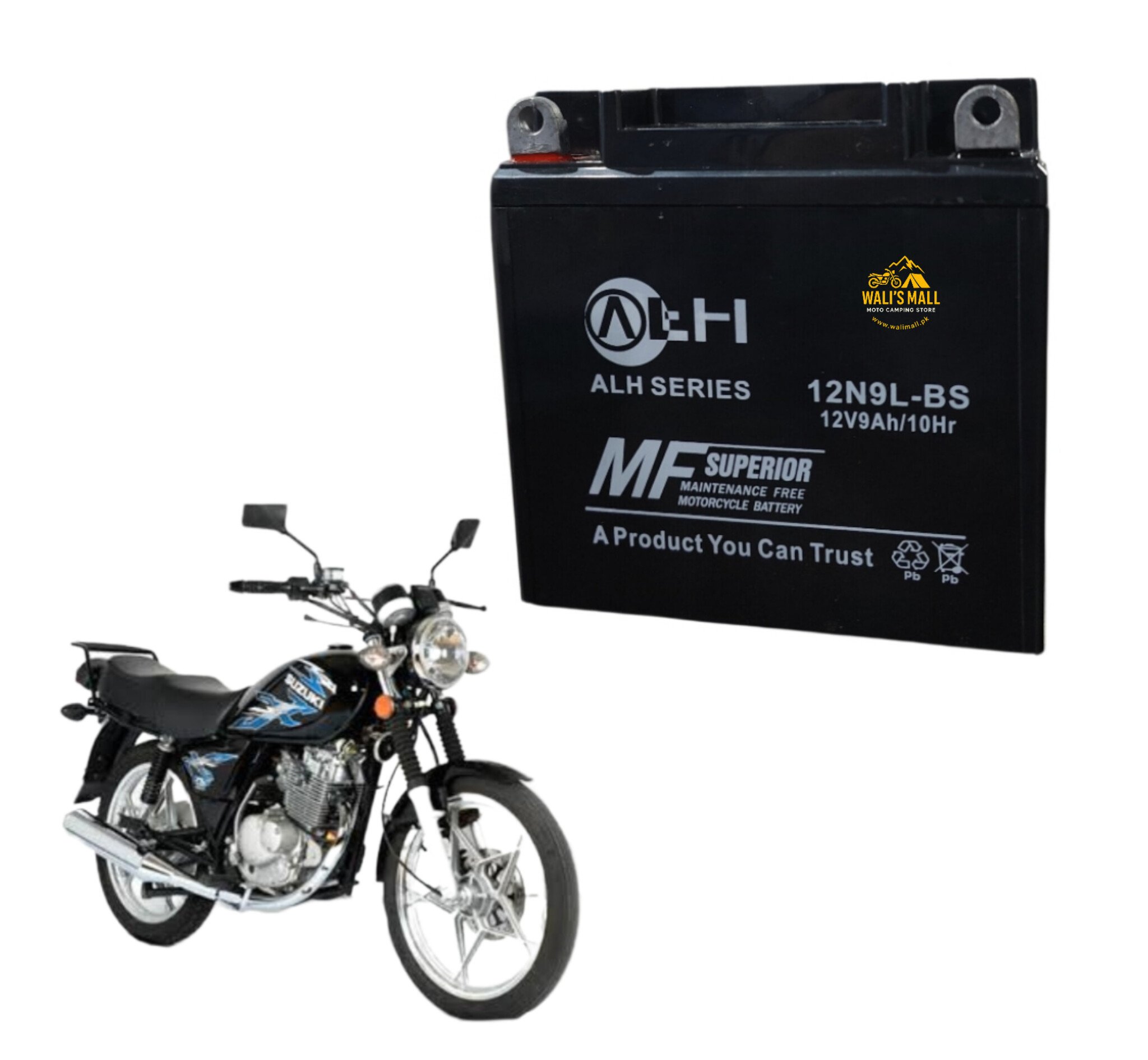 ALH Suzuki Gs150 Maintenance Free Dry Battery 9 Amps