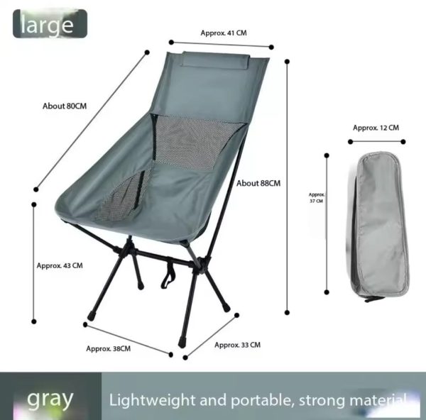Foldable Camping Outdoor Chair Grey - Image 2