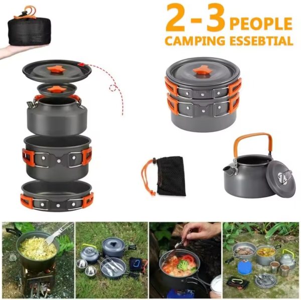 Portable Cookware With Cattle Set Cooking Set Picnic Outdoor Camping - Image 2