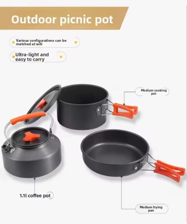 Portable Cookware With Cattle Set Cooking Set Picnic Outdoor Camping - Image 3