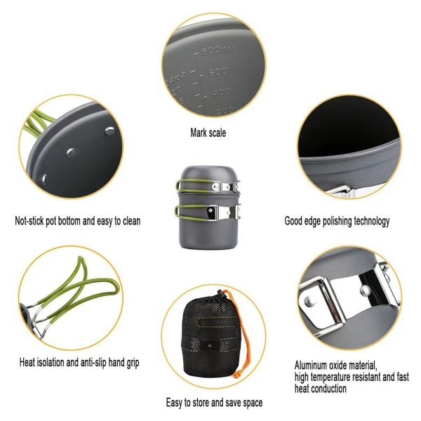 2 Pc Portable Cookware With Cattle Set Cooking Set Picnic Outdoor Camping - Image 4