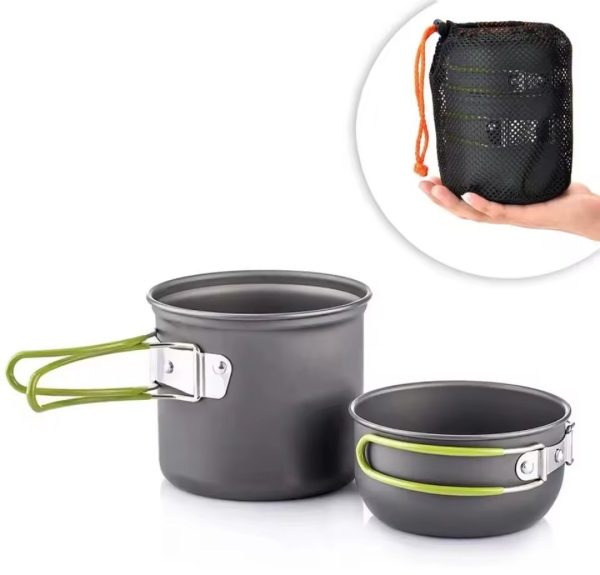 2 Pc Portable Cookware With Cattle Set Cooking Set Picnic Outdoor Camping