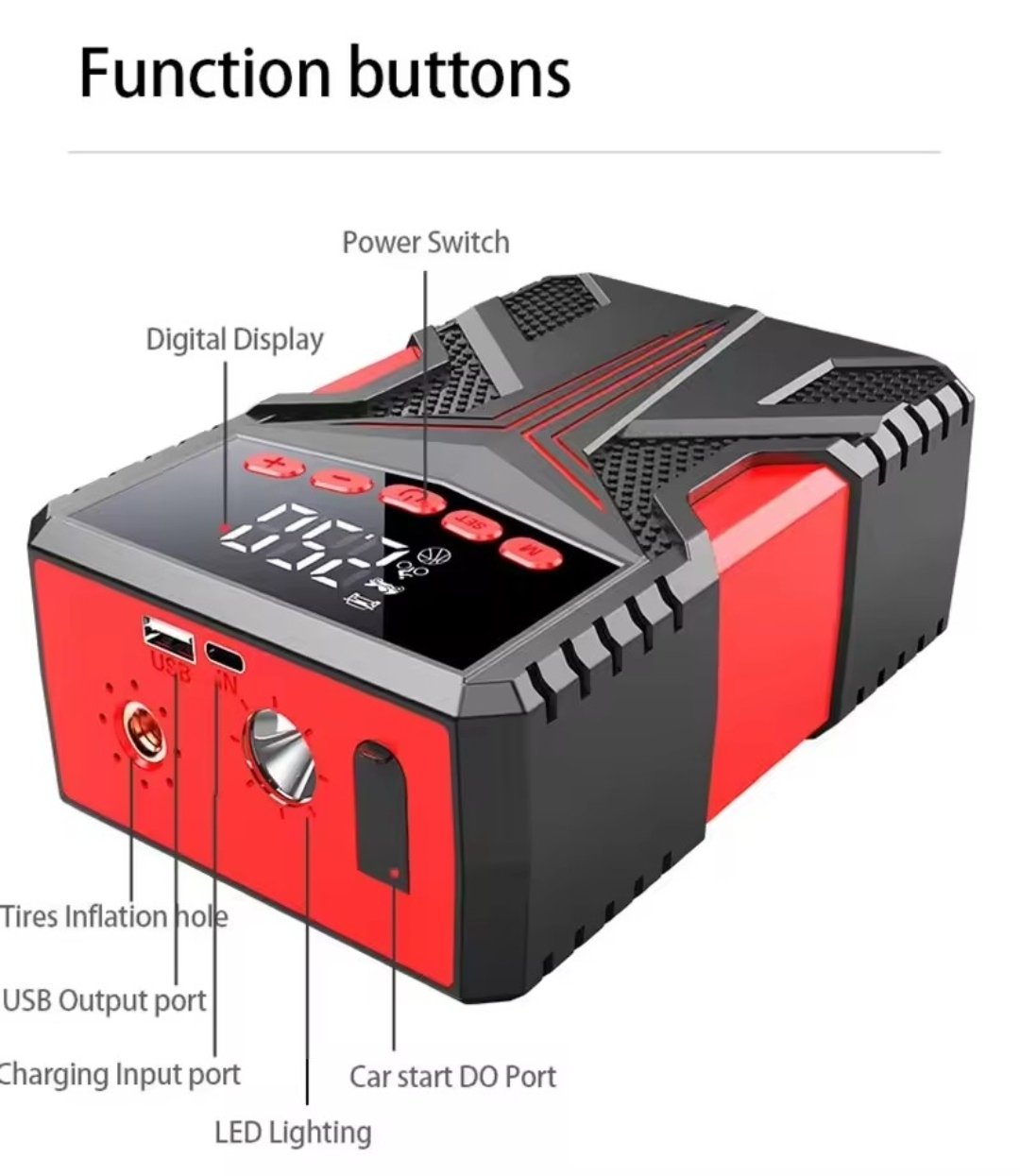 Multi-Function Jump Starter, Air Pump & Power Bank – 10000mAh - Image 8