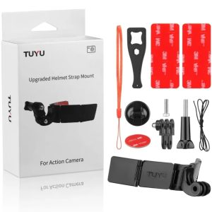 TUYU Full Face Helmet Chin Mount Holder – Ultimate Foldable Strap Mount for GoPro, Insta360 & DJI Action Cameras (Lightweight & Adjustable Design)