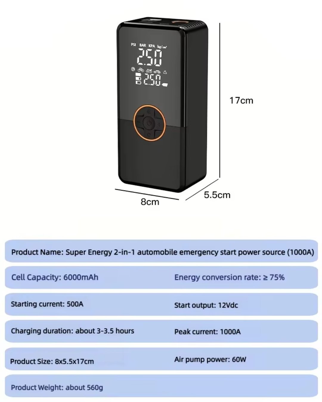 Super Energy 2 in 1 Jump Starter 1000A - Image 8